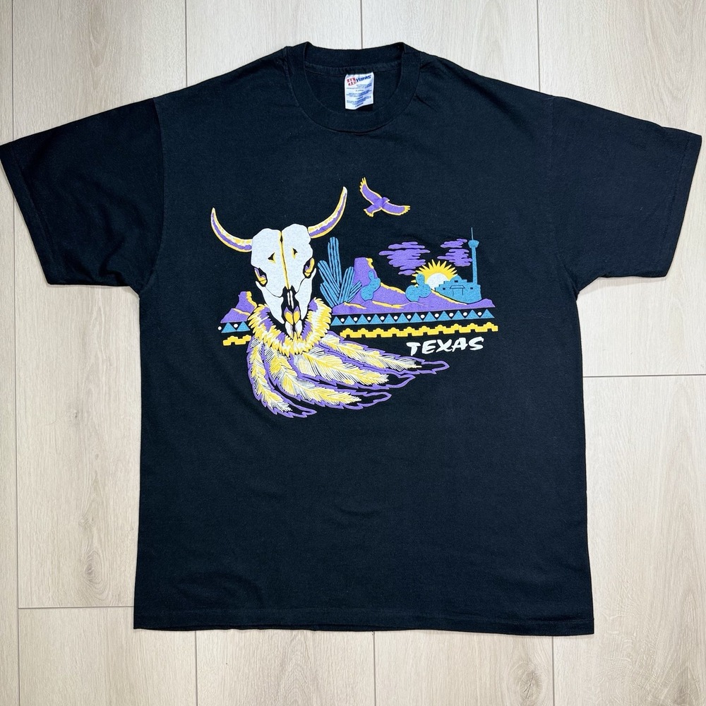 VTG Texas Western‎ Skull Graphic  XL  T-Shirt Single Stitch Hanes USA 90s